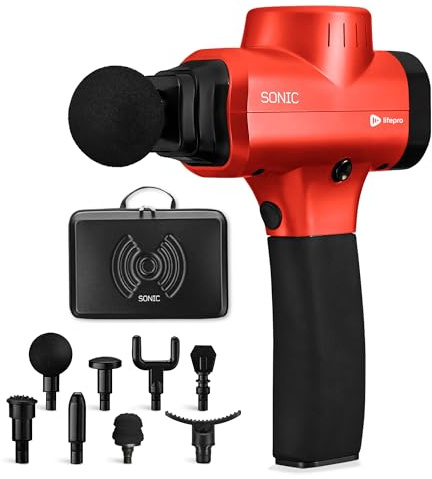 LifePro Sonic Massage Gun Percussion Muscle Massager, 8 Heads & 5 Speeds