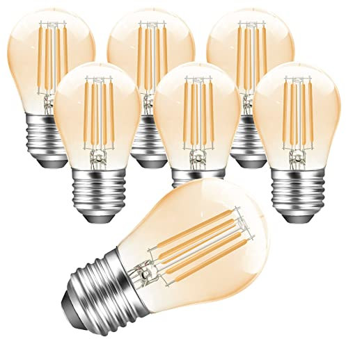 Poinivo E27 LED Glühbirne,4W Dimmbar G45 Vintage Edison Birne,2700K Warmweiß,350lm E27 LED Filament Leuchtmittel,Ersatz für 35W Glühlampe,Dimmbar,Amber,6er Pack