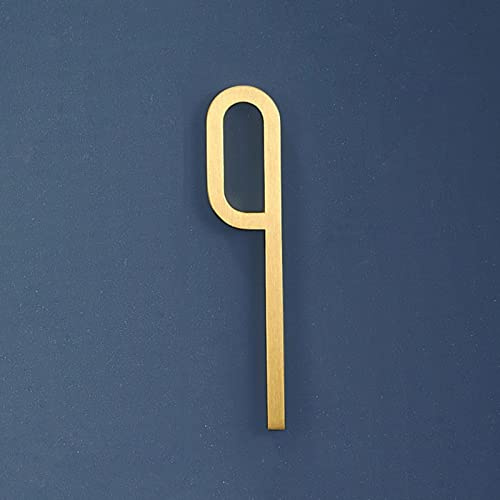 7cm Solid Brass 3D House Plaque Numbers 0-9 Letters A-Z Dash Sign Adhesive Glued Hotel Office Door Number Indoor Mailbox Address Digital Alphabet for Home Outdoor Plates Doorplate Room (9)