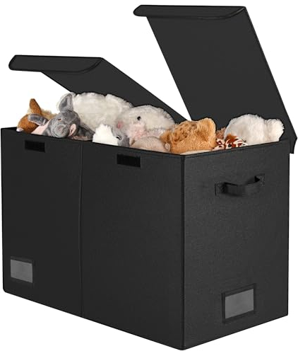 GRANNY SAYS Extra Large Storage Box With Lid - Black Toy Chest for Kids, Foldable Organizer for Girls Boys Nursery Playroom