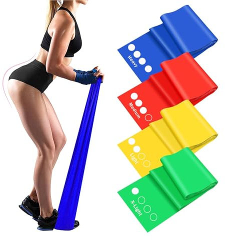 4er-Set Fitnessbänder mit 4 Widerstandsstufen, Widerstandsbänder mit Tragetasche für Damen und Herren für Krafttraining,Yoga, Pilates, Physiotherapie