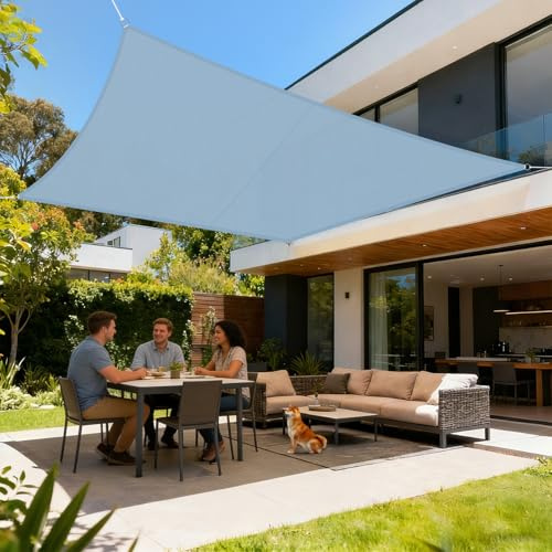 LOVE STORY Sonnensegel Wasserdicht 4x6m Rechteckig Segeltuch Sonnenschutz Windschutz PES mit 95% UV-Schutz für Balkon, Garten, Terrasse (Blau)