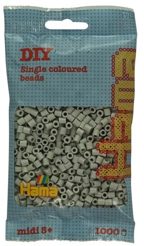 Hama Bead Bag - Approx. 1000 Midi Safety Beads Mosaic Decoration for Children from 5 Years Cloud Grey