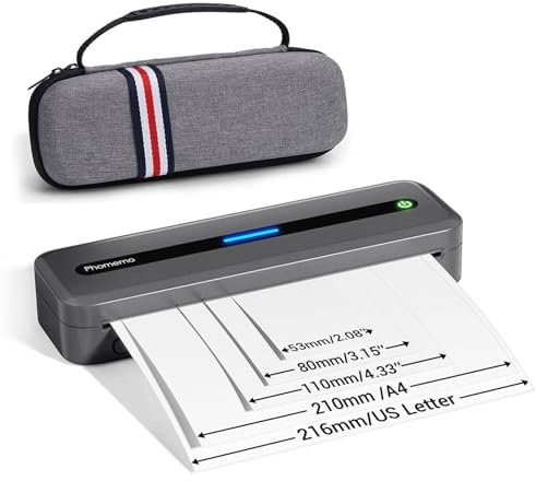 Phomemo M832 Portable Thermal Printer A4, Bluetooth Inkless Printer for Home & Office Use, Wireless Mobile Printer with Carry Bag & 4 Thermal Paper Rolls