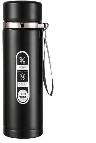 500ml Water Bottle Vacuum Insulated Bottle, Travel Mugs, 18/8 Stainless Steel Water Cup, Leakproof Keep Drinks Hot Cold, Tea Flask for Cycling, Gym, Home(Black)