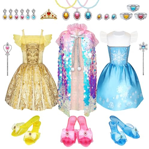 Ranzyfa Princess Dress Up for Girls - Role Play Dress Up Clothes for Girls, Ltitle Girl Costumes Accessories Princess Shoes, Halloween Christmas Birthday Gift for Toddler Girls 3-6 Year