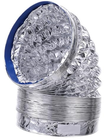 Balacoo Thicken Aluminum Foil Duct Hose 180mm Diameter Dryer Vent Hose 1.5m Flexible Silver High Temperature Resistant for HVAC Systems