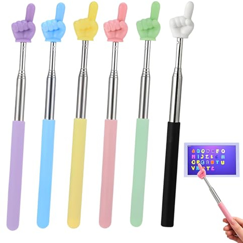 JUGUTA 6 Unidades De Puntero Extensible, Puntero De Dedo De Acero Inoxidable, Puntero Retráctil Para Aula, Mini Lápiz Educativo De Mano, Puntero Extensible Para Aula, Interacción Personal
