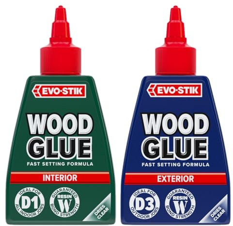 Evo-Stik Resin Wood Adhesive 125ml – Interior & Exterior Twin Pack | Extra Strong, Fast Setting Wood Glue | Includes Interior PVA & Weatherproof Adhesive for Woodworking & DIY