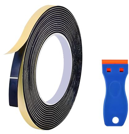 Cinta Selladora de Espuma, 5m x10 mm x 5 mm Cinta de Sellado Espuma Burlete Adhesivo de Alta Densidad Raspador Incluido EVA Schaumstoff Klebeband para Vitrocerámica
