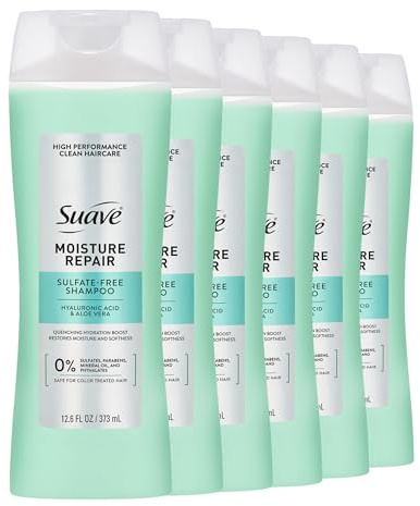 Suave Moisture Repair Shampoo, Sulfate-free, for restored moisture with every wash, safe for color treated hair, 12.6 oz