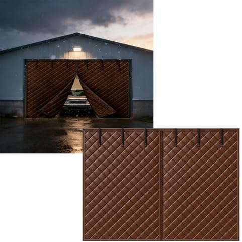 Magnetisk värmeisolerad garageportsskydd, magnetisk vinterisoleringskit för garage, uteplats, balkong, skjutdörrar, väderbeständig gardin(Brun,B320cm x H270cm)