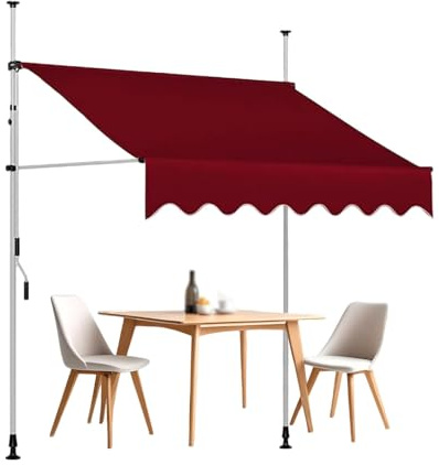 JHIAADEY Tenda Da Sole A Bracci Estensibili,Tenda Da Sole A Morsetto,Tende Da Sole,Resistente Ai Raggi Uv,Ombra E Protezione Dalla Pioggia,Adatto For Ingressi,Balconi(Burgundy,3.5M/11.5FT)