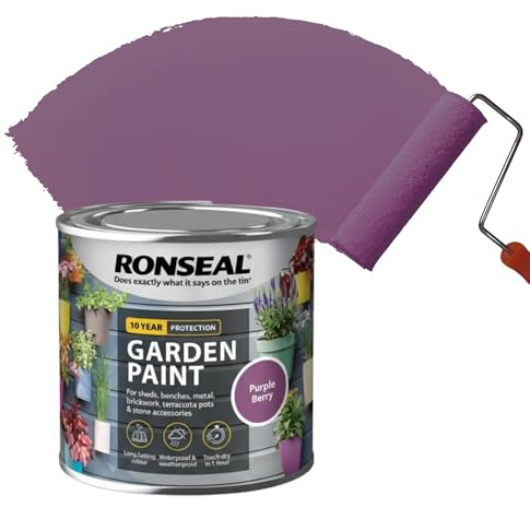 ARUUJ Garden Paint 250ML, Water Based Furniture Paints, Mid Sheen Weather Resistant Fence Paint, UV Damage Quick Drying Paints for Wood, Pots, Bricks, Stones, Metal (Purple Berry, 250 M L)