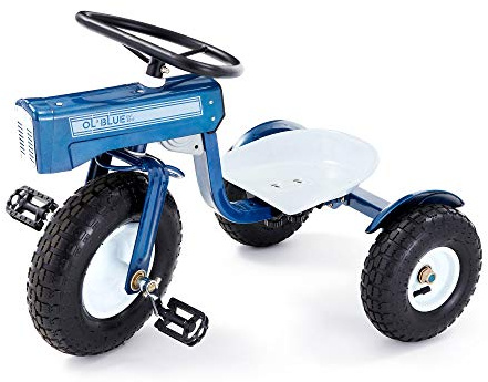 Tricam Kids Steel Ride-On Tractor Tricycle, Toddler Bike for Ages 2-5, 22 Inch, Blue - Indoor and Outdoor Bicycle with Adjustable Seat, Pedal and Wheels for Boys and Girls