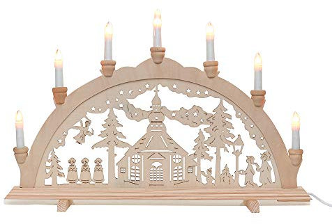 Dekohelden24 7-flammiger Schwibbogen, Motiv: Seiffen, L/B/H ca. 58 x 4 x 38 cm.