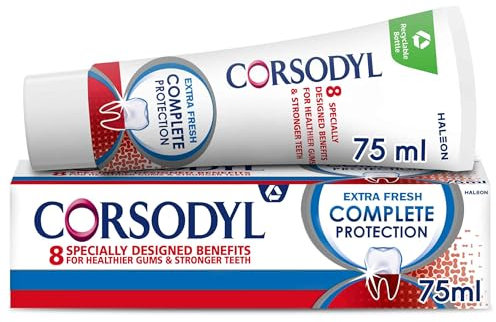 Corsodyl Toothpaste Complete Protection, Daily Gum Care, Extra Fresh for Healthy Gums and Strong Teeth, 75ml