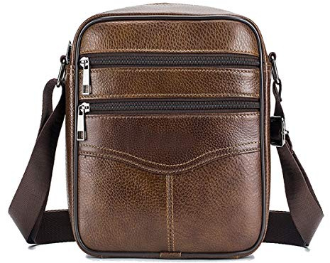 MANNUOSI Shoppers y bolsos de hombro piel autentica Bolsos para hombre vintage Business Bolsos de mano casual Bolsos cruzados multifuncional Bolsos marrón3