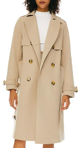 Orolay Women's 3/4 Length Double Breasted Trench Coat Lapel Jacket with Belt Khaki M