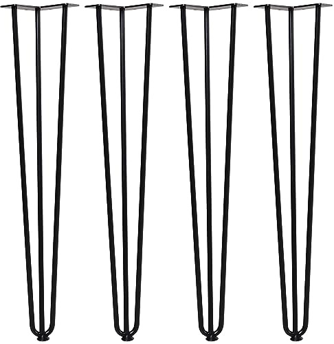 HOMCOM Conjunto de 4 Patas para Mesa de Estilo Industrial y Diseño Horquilla con Protectores Anti-arañazos de Goma 12x12x71cm Tornillos de Montaje Incluidos Negro