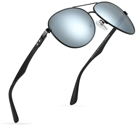 ZENOTTIC Piloto Gafas de sol polarizadas Hombres Mujeres Fibra de carbono Marcos de metal UV400 Protección Unisex Clásico Estilo Retro