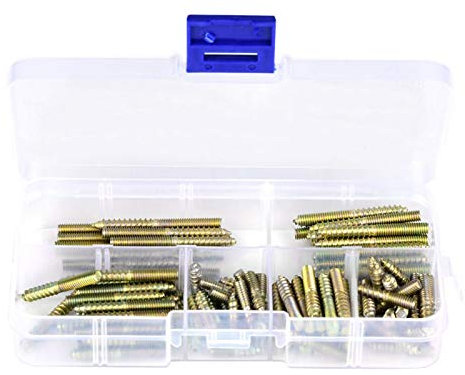 Passschraube, 110 Stück Doppelendverzinkung Eisenschraube Aufhänger Schraube M4 16 mm 20 mm 25 mm 30 mm 35 mm 40 mm Passschraube Holzbearbeitungsmöbelanschluss, mit Kunststoffbox