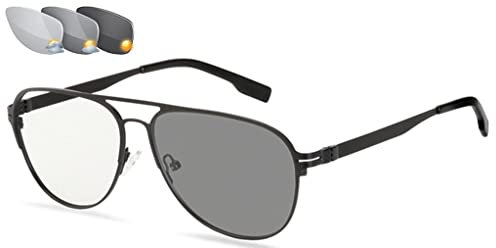 BDXZJ Men Smart Zoom Progressive Multifocal Reading Glasses Photochromic Sunglasses Far/Near Dual-Use Reader Anti-Fatigue Reader Magnification Diopter +0.0 to +3.5 Black,+1.50