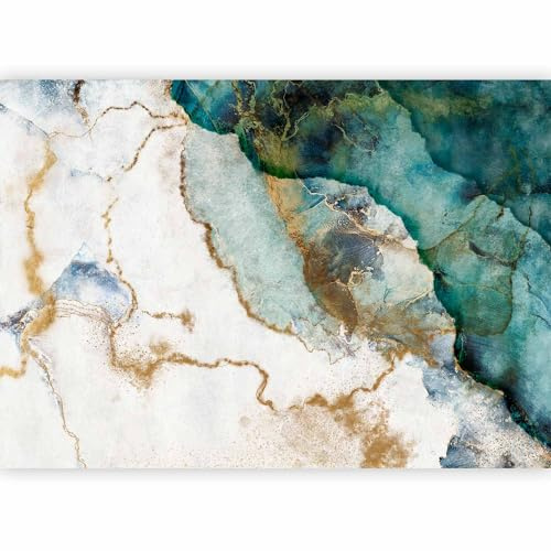 murando - Papier peint panoramique artistique 350x256 cm - Revêtement mural décoration pour chambre salon cuisine - Design unique et moderne - Gris vert turquoise jaune - f-A-10028-a-a
