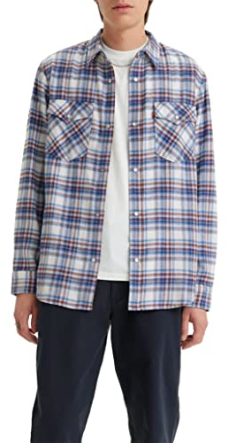 Levi's Herren Relaxed Fit Western Hemd, Humphrey Plaid Bright White, Weiß, XL