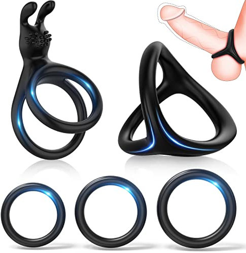 Cock Ring Adult Sex Toys for Men - Funend Penis Rings Set Gay Mens Sex Toys for Couples Sexual Fun with Soft and Stretchy Silicone, Cockrings Penis Extender for Penisen Enlargement and Longer Erection