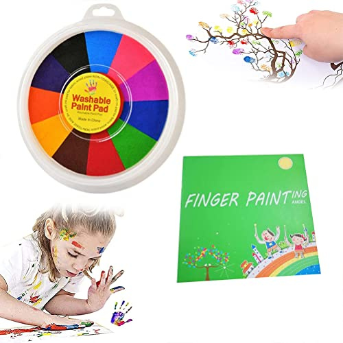 Pittura con le Dita per Bambini, Kit di Pittura con le Dita a più Colori Lavabile, con Libro Illustrato 24x24 Cm, Adotta il Design della Copertina Sigillata (Colore assortito)