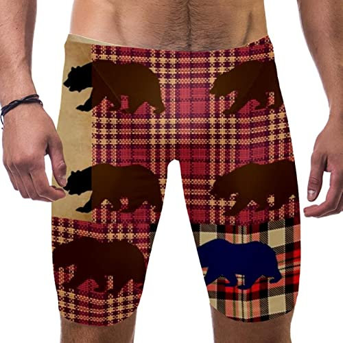 HUI JIN SHOP Badeanzug für Herren und Jungen, kariert, Wettkampf-Schoß-Badeanzug, quadratisches Bein, Ausdauertraining, mehrfarbig, XXXL