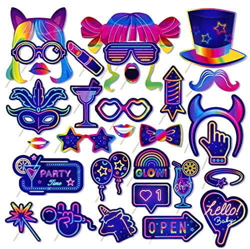 30 Piezas Foto Props de Fiesta, DIY Photocall Accesorios, Cumpleaños Photo Booth Props, Photo Booth photocall atrezzo favorecer para Fiestas de Cumpleaños, Navidad, Bodas, Halloween