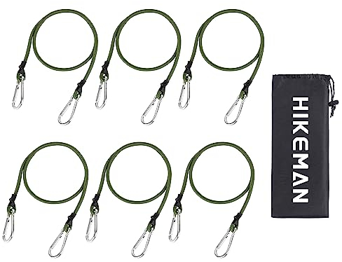 Bungee Schnüre mit Karabiner Clips.6PCS Elastisches Seil mit D-Ring, Heavy Duty Bungee Seile Zurren Riemen für Gepäck Camping Tarps Bike Rack Zelt Fracht (100)