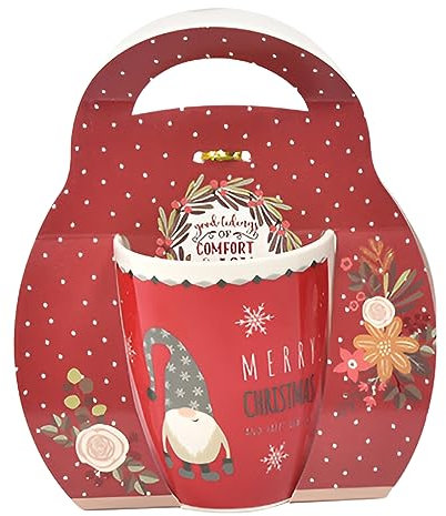 Magie di Natale Tazza in ceramica natalizia con confezione regalo da 340 mL Ø 8,3 x 11,5 x h 10,5 cm (Cappello Grigio)