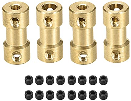 Rebower Rigido Giunto Rame Albero Accoppiatore Connettore Motore Accessori [per Stampante 3D e Modello Barche]-3,17mm a 5mm Alesaggio L20 x D9/Oro/4pz