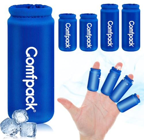 Comfpack 4PCS Finger Sleeves Gel Ice Pack, Finger and Toe Thumb Cold Gel Ice Packs, Reusable Hot Cold Compression Finger Brace Ice Packs for Injuries, Arthritis, Trigger Finger, Gout, Sprain
