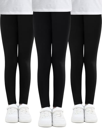 Adorel Leggings Algodón Pantalones para Niñas Paquete de 3 Negro 12-14 años (Tamaño del Fabricante 170)