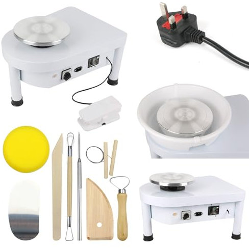 Elektrische Töpferscheibe 25 cm 350 W, Töpferformmaschine, robuste Töpfermaschine aus Keramik, Tonspinnrad, mit Fußpedal und Bein in der Töpferbar in der Schule, Heimgebrauch, für Arbeit oder Anfänger