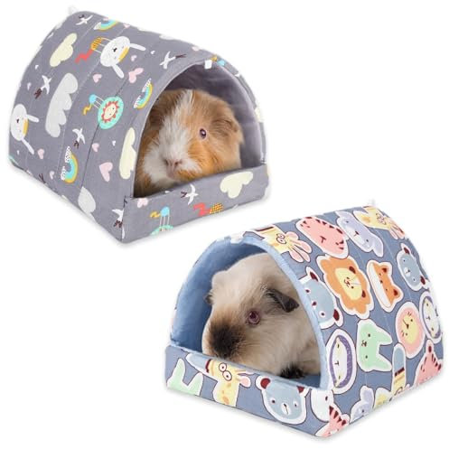 UPINS Meerschweinchenbett, Meerschweinchenversteck waschbar, Kleintierhaus, Käfigzubehör, Himmelblau, für Zwergkaninchen, Chinchillas, Hamster, Igel, Frettchen, Bartagamen, und Ratten, 2 Stück