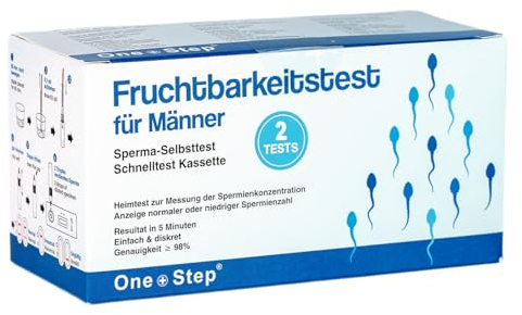 One+Step Sperma Test 2 Stück I Fruchtbarkeitstest für Männer I Spermatest I Spermientest I Zeugungsfähigkeit Test Mann I Misst die Konzentration von Spermien
