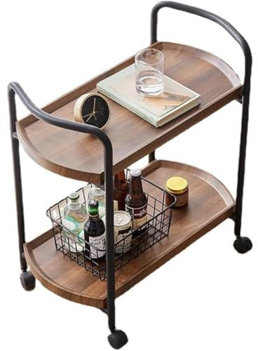 PRMTYUP Lieferwagen FüR Hotelrestaurants, Doppelschichtiger Weinwagen Aus Massivholz, Teewagen, Dim-Sum-Wagen, Kuchenwagen, 4s-Ladenwagen, GroßEr Weinwagen FüR Kuchen/Snacks,A