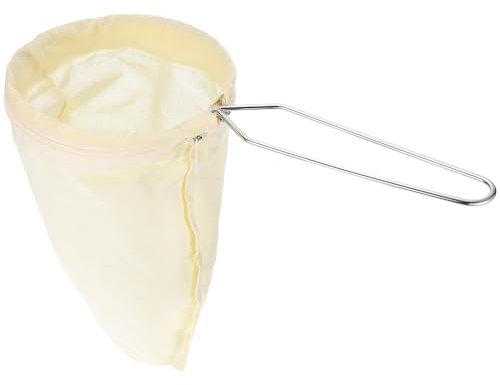 QUARKZMAN 1 Bolsa de Filtro de Café de Tela, Filtro de Café de Calcetín, Colador de Café Reutilizable con Asa de Anillo de Acero, Pequeño, Amarillo