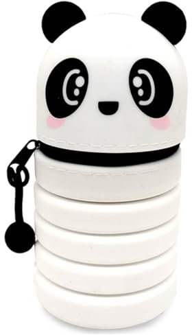 DGTSYAL 2 in 1 Weiche Silikontasche Kawaii Federmäppchen, Tischstifthalter, Reißverschluss, Silikon, Stiftetasche Buntstifte Marker, Büro, Uni, niedlicher Schulbedarf, Tier-Stifthalter, Mädchen Panda