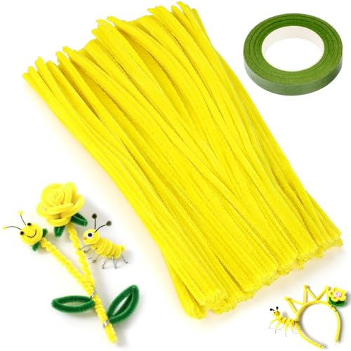 XRXYMQ piprensare 200 stycken 30 cm gul chenilletråd gör-det-själv-set