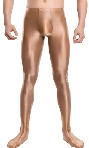 Herr bodybuilding leggings skinande oljad tighta byxor sport elastiska strumpbyxor för fitness gym M-XXL, kastanj, M