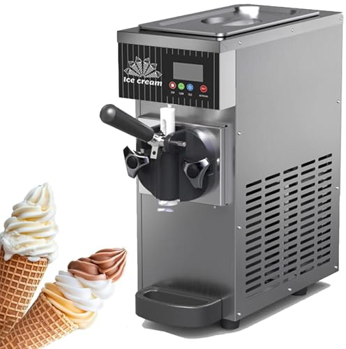 Luzphened Máquina de Helados Profesional, Heladera Soft Serve con Compresor Autorefrigerante,450W 4-5 L/H,Máquina para Hacer Helados Comercial,Sabor Único para Restaurante Grey
