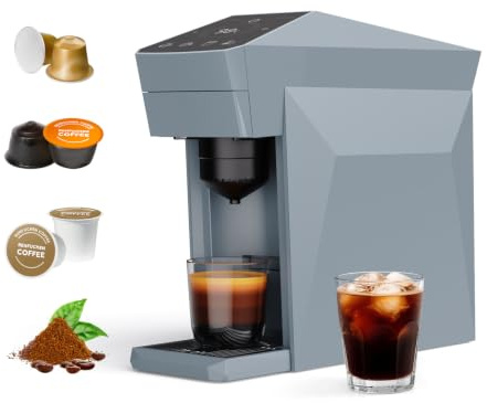 BENFUCHEN Cafetera 4 en 1, 20 bares, cafetera espresso, tenedor/N Espresso OriginalLine Cápsulas/Dolce Gusto/café molido, color gris nube Upgrade