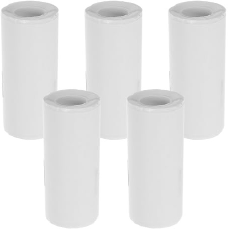 DIYEAH Lot de 5 Rouleaux Papier Autocollant Thermique 57x25 Mm pour Mini-imprimantes de Poche, Papier D’étiquette Thermique Blanc Compatible Bureautique, Facile à Utiliser pour Notes