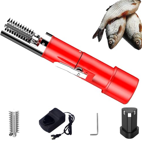 WENGPUREN Squamatrice elettrica per Pesce, Potente Macchina per la desquamazione del Pesce a 7000 Giri/min con Lame in Acciaio Inossidabile, Impermeabile, per Uso Red